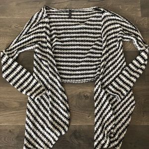 Full Tilt HighLow Striped Black and White Cardigan